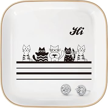 Cat Lover Jewelry Dish Tray Gifts for Women Sister Mom Friend Girls.Cat Ring Holder, Cute Ring Organizer for Birthdays Christmas CAT