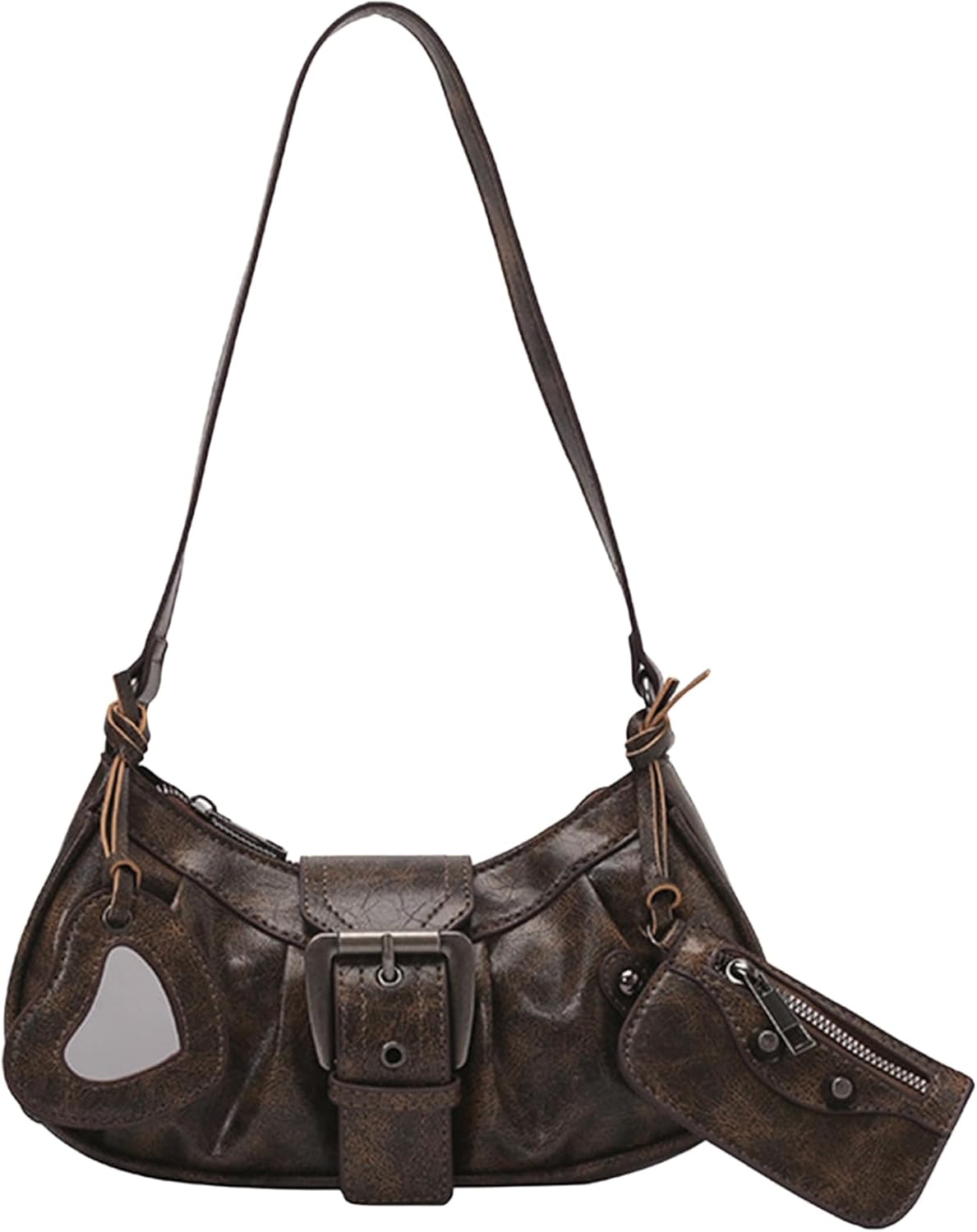 Women's Glossy Y2K Retro Hobo Bags Set PU Leather Underarm Purses Clutch Shoulder Handbags With Coin Wallets