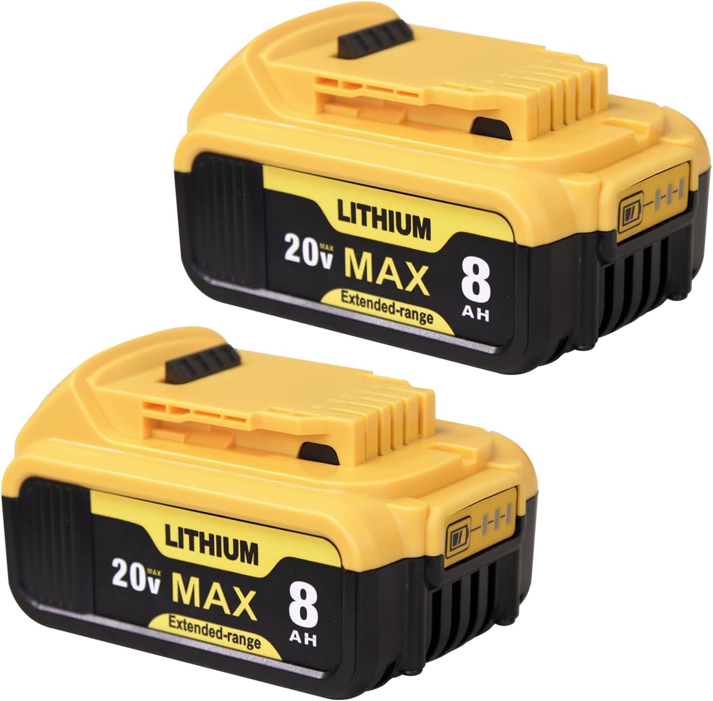 2-Pack 8.0Ah Replace Battery for Dewalt Compatible with Dewalt 20V Max Batteries DCB205-2 DCB206 DCB204 DCB203 DCB208 Apply to Dewalt Cordless Power Tools