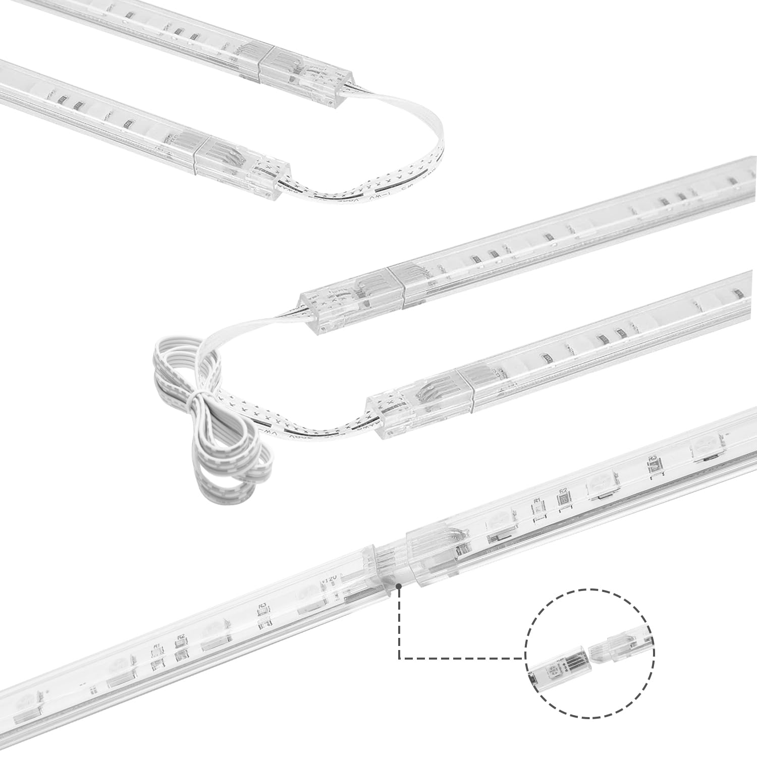 Cefrank Illuminazione armadio RGB 4 x 30 cm Kit barra luminosa a LED RGB collegabile per vetrina, Smart App e telecomando, Sincronizzazione musicale, Modalità scena, Multi-colori