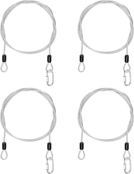 PATIKIL Security Cable Lock 1/8" Dia 3.3ft, Clear4 Set Vinyl Coated 304 Stainless Steel Double Loop Flexible Wire Rope Safety Cable with Quick Links Locking Connectors