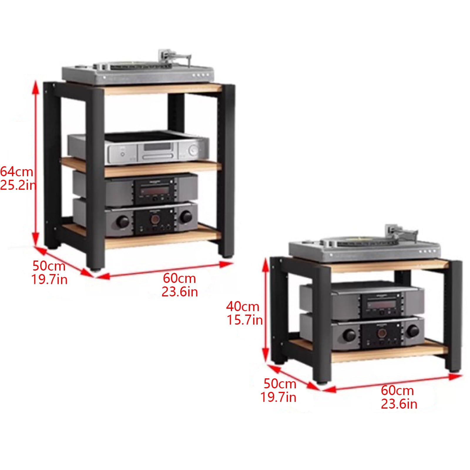 4-poziomowy stojak na nośniki AV, odtwarzacz płyt i stojak audio do odtwarzaczy DVD, konsol do gier, TV Box, solidna metalowa rama (wykończenie 60 x 50 x 85 cm)