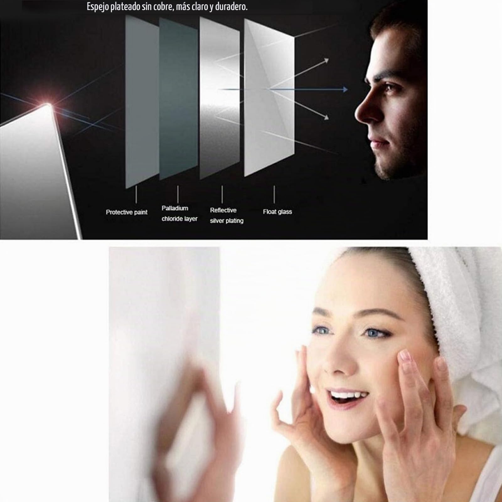 Armario Esquinero de Baño Blanco con Espejo e Iluminación LED Gabinete Triangular Montado en la Pared Almacenamiento Ahorra-Espacio con Estantes