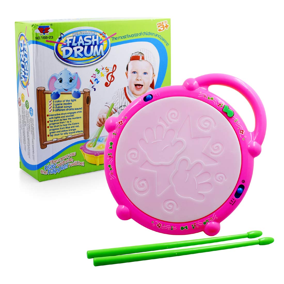 BACKGAMMON® Drum Musical Instrument Toy Multicolor 3D Flash Lights Drum Kids Toys with Sticks Musical Toys for Kids Pink and Yellow Attractive Musical Sound Toys Birthday Gifts for Kids (B08M3LSX68) Amazon Price History, Amazon Price Tracker