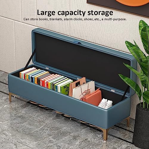 Pouf en similicuir avec rangement servant de table basse moderne
