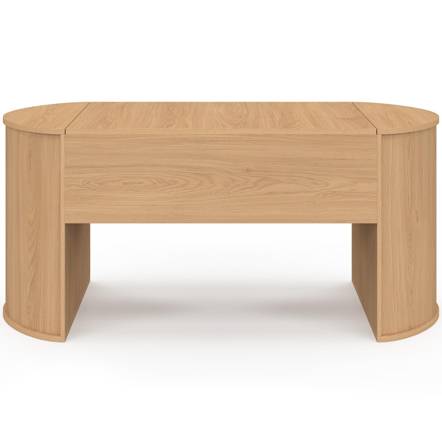 IDMarket - Mesa baja elevable DIVIA Oval Madera | 100 cm, diseño redondeado, color madera de haya