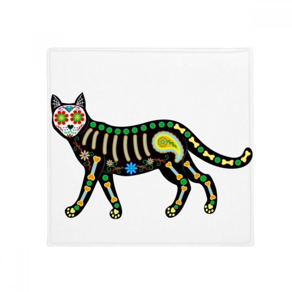 Tapis de sol chat noir Halloween 80 cm antidérapant et carré pour maison