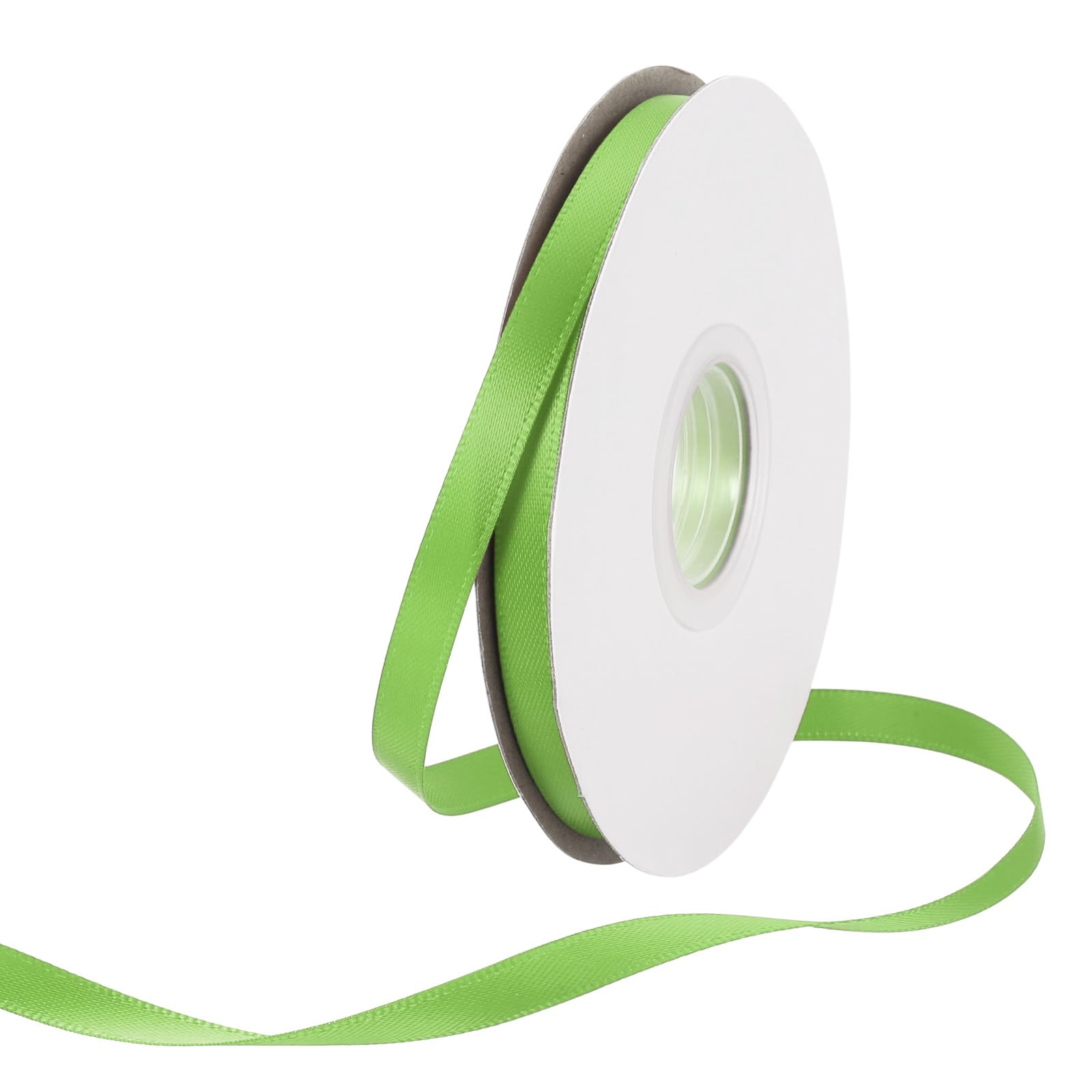 Rebower 6mm Satin Ribbon 23m Thick Double Face Grosgrain Silk Ribbon, [for Gift Wrapping, Hair Bows, Wedding, Cake, Flower] - 25 Yard/75ft/ Lawn Green