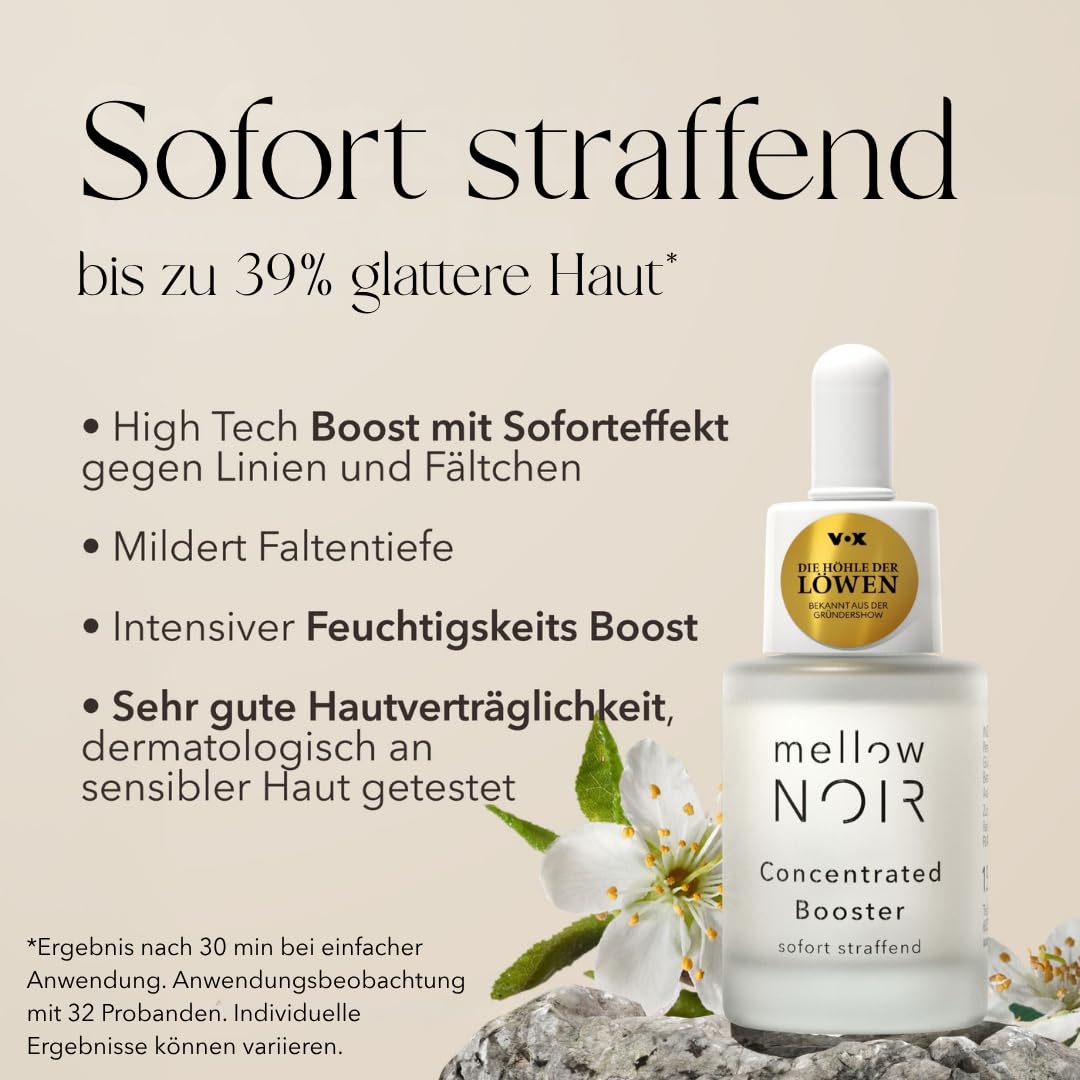mellow NOIR Anti-Falten Nachtpflege Duo - Hyaluronserum mit täglicher Nachtcreme - Sofort Straffend, Reduziert sichtbare Poren & Rötungen - Für eine ebenere Haut - Vegan - zertifizierte Naturkosmetik
