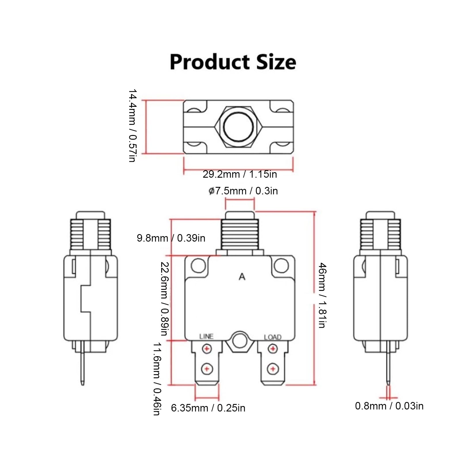 10 Pièces Disjoncteur Thermique 15A Protecteur de Surcharge Fusible Relais Réinitialisation Automatique pour Pompe à Eau Générateur Compresseur D'air
