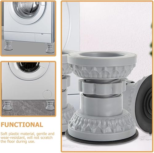 Miniatura 8 de DOITOOL Pies ajustables para lavadora Rotación de 360° Estabilizador de piernas Almohadillas antivibración para nevera
