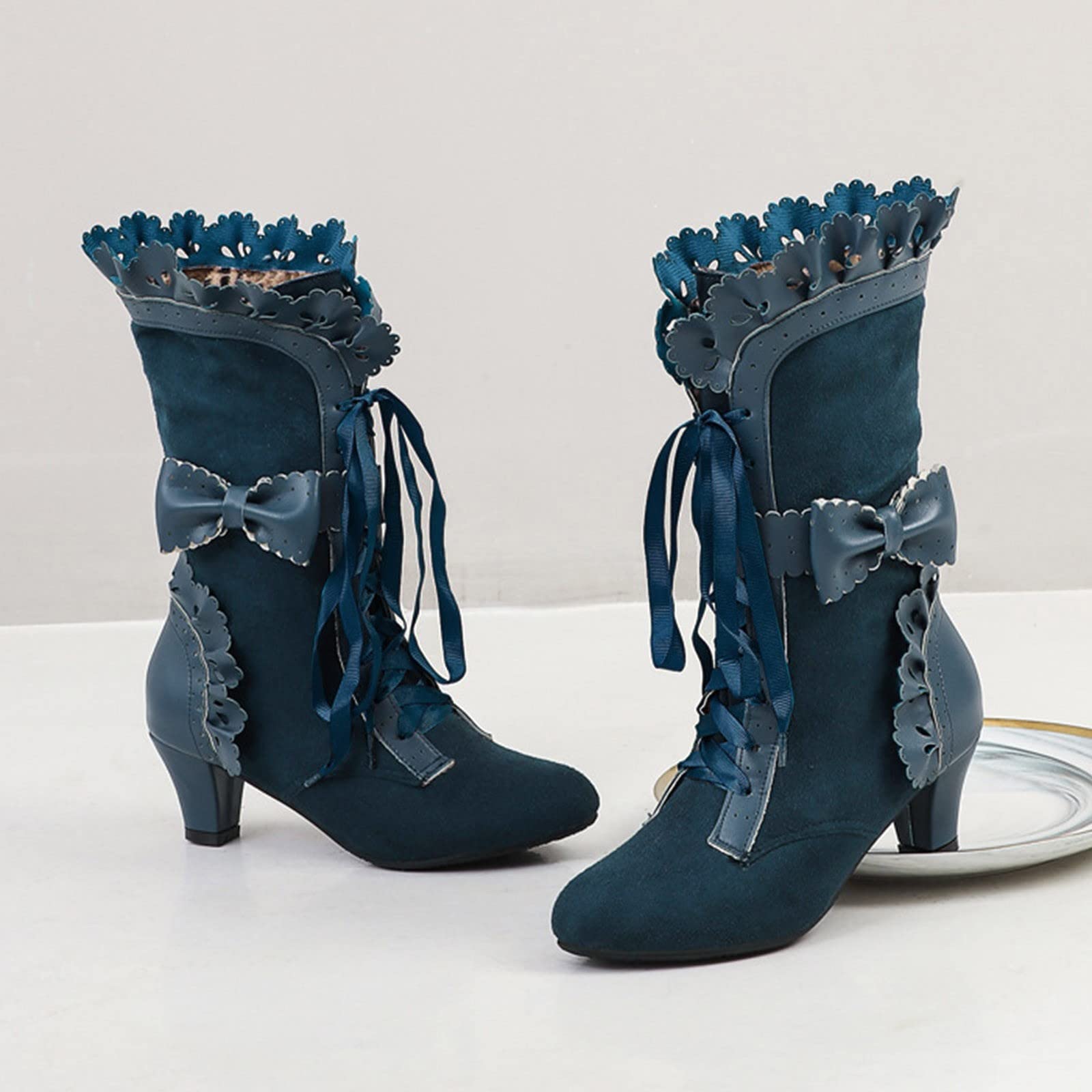 HOODUO Botas de Invierno Mujer,Botas Altas Mujer Comodos Casual Antideslizante Botines Campera Botines Estilo Punk Trekking Zapatos Chunkyrayan Casual o de Fiesta