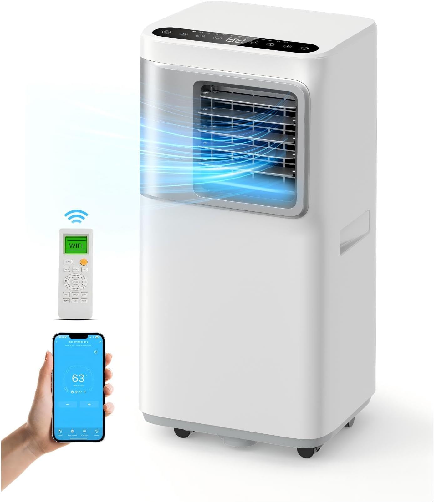 Portable Air Conditioners 16,000 Btu AC Unit 5 in 1 Wifi Smart Air Conditioner with APP, Fan & Dehumidifier, Remote, 24H, Window Kits Included Cooling for Large Room Indoor
