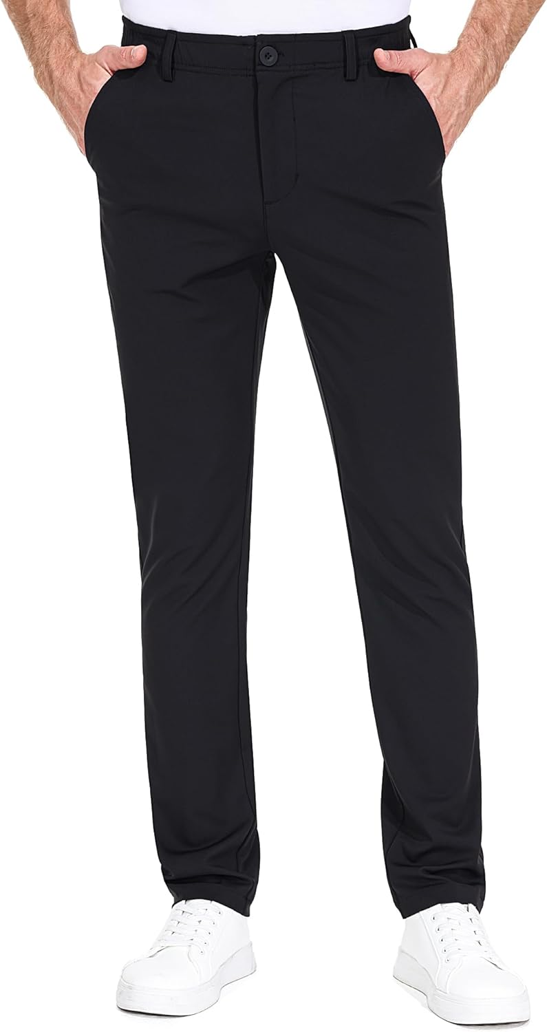 Mens Golf Pants Work Dress Pants 30″/32″/34″ Lightweight Travel Trousers Stretch Business Casual Slacks with Pockets