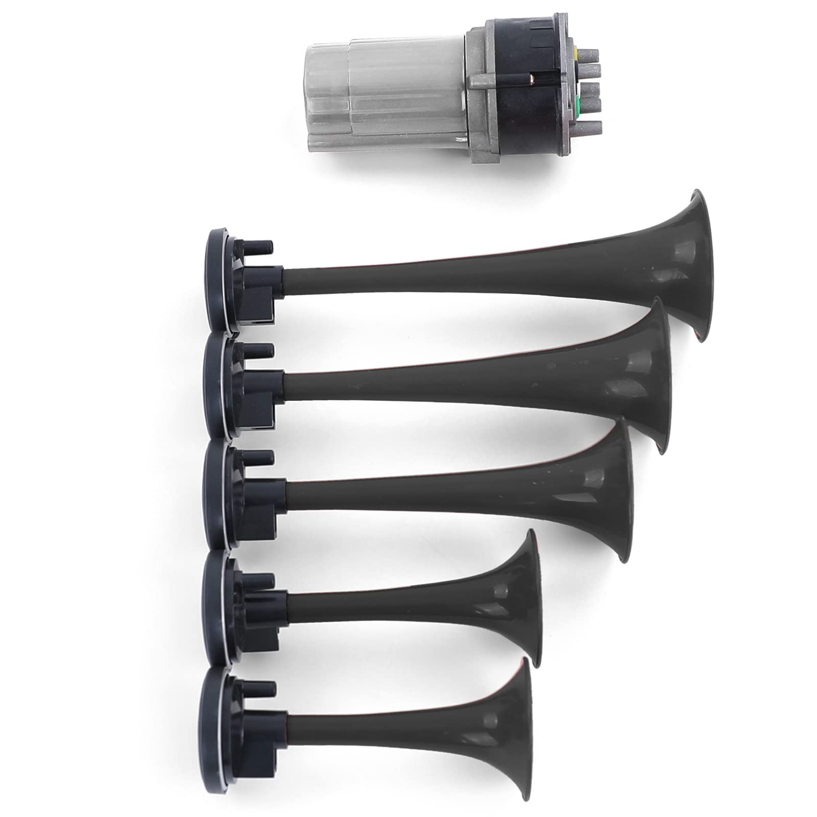 5 Klang Bootsfanfare La Cucaracha Hupe mit Kompressor Schwarz 118dB 12 Volt