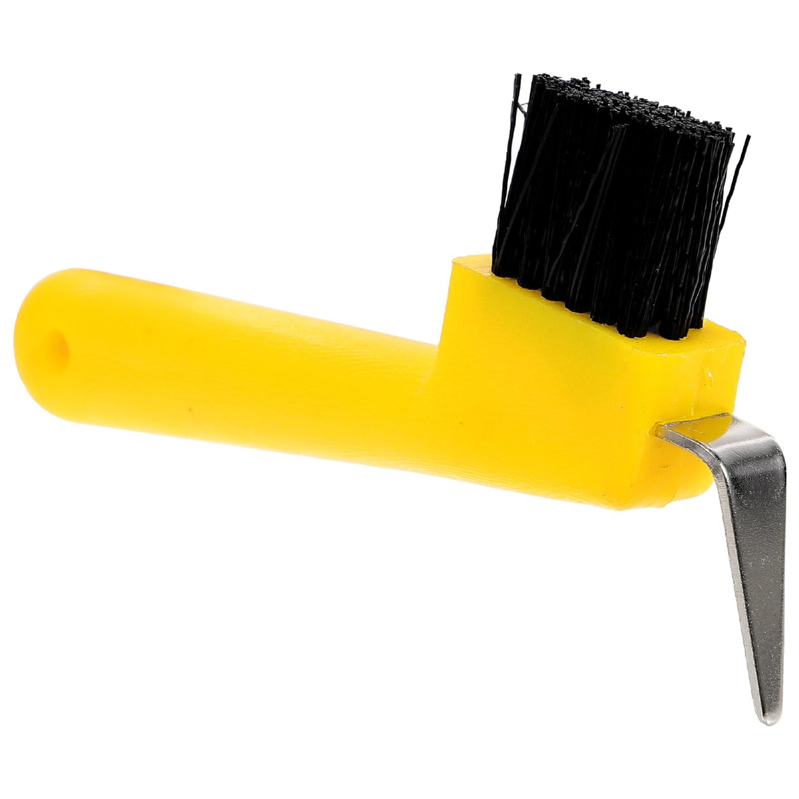 MPMH Ergonomic Horse Hoof Pick Brush with Heavy-Duty Rust-Resistant Steel Pick and Durable Nylon Bristles – Ideal for Hoof Care, Easy to Clean (Yellow)