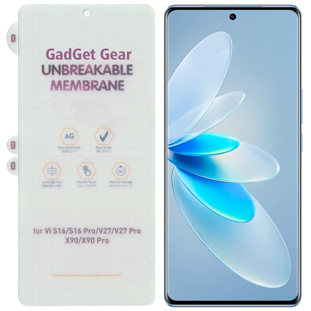 GADGET GEAR Vivo V27 / V27 Pro / X90 / X90 Pro Matte Unbreakable Screen Protector Hydrogel Membrane Supports Fingerprint Scanner With Edge to Edge Coverage and Easy Installation (B0BYS926XL) Amazon Price History, Amazon Price Tracker