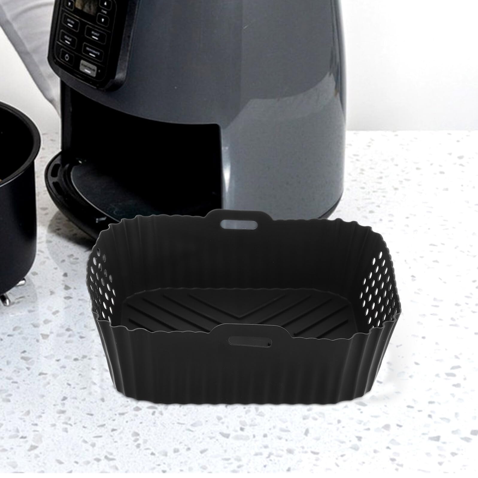 2pezzi Contenitori in Silicone per Friggitrice ad Aria Teglie Protettive Antiaderenti per Cestelli Friggitrice ad Aria Inserti in Silicone ad Accessori