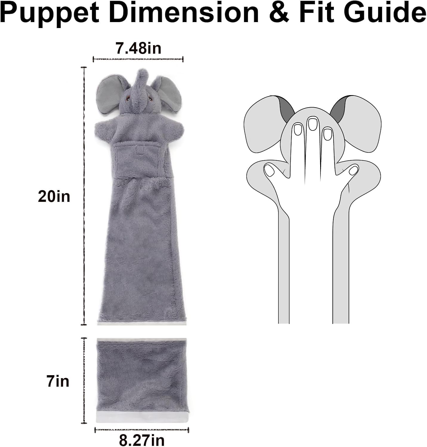 Cat Wrestling Glove Toy for Interactive Play, Cat Toy Puppet with Protective Sleeve and Hidden Pocket Satisfies Hunting Instincts & Relieves Boredom for Indoor Cats, Elephant