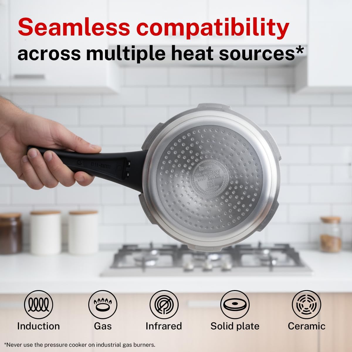 Prestige 2L+3L+5 Litres Popular Max outer lid Aluminium Pressure Cooker Set with 2 lids, Pressure Indicator, Gasket-release system | Gas & Induction compatible