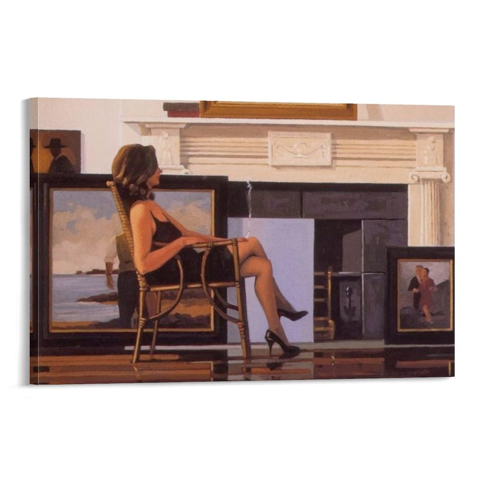 The Model And The Drifter by jack_vettriano Wall Art Prints Poster Wall Art Poster Scroll Canvas Painting Picture Living Room Decor Home 24x36inch(60x90cm) — image 1