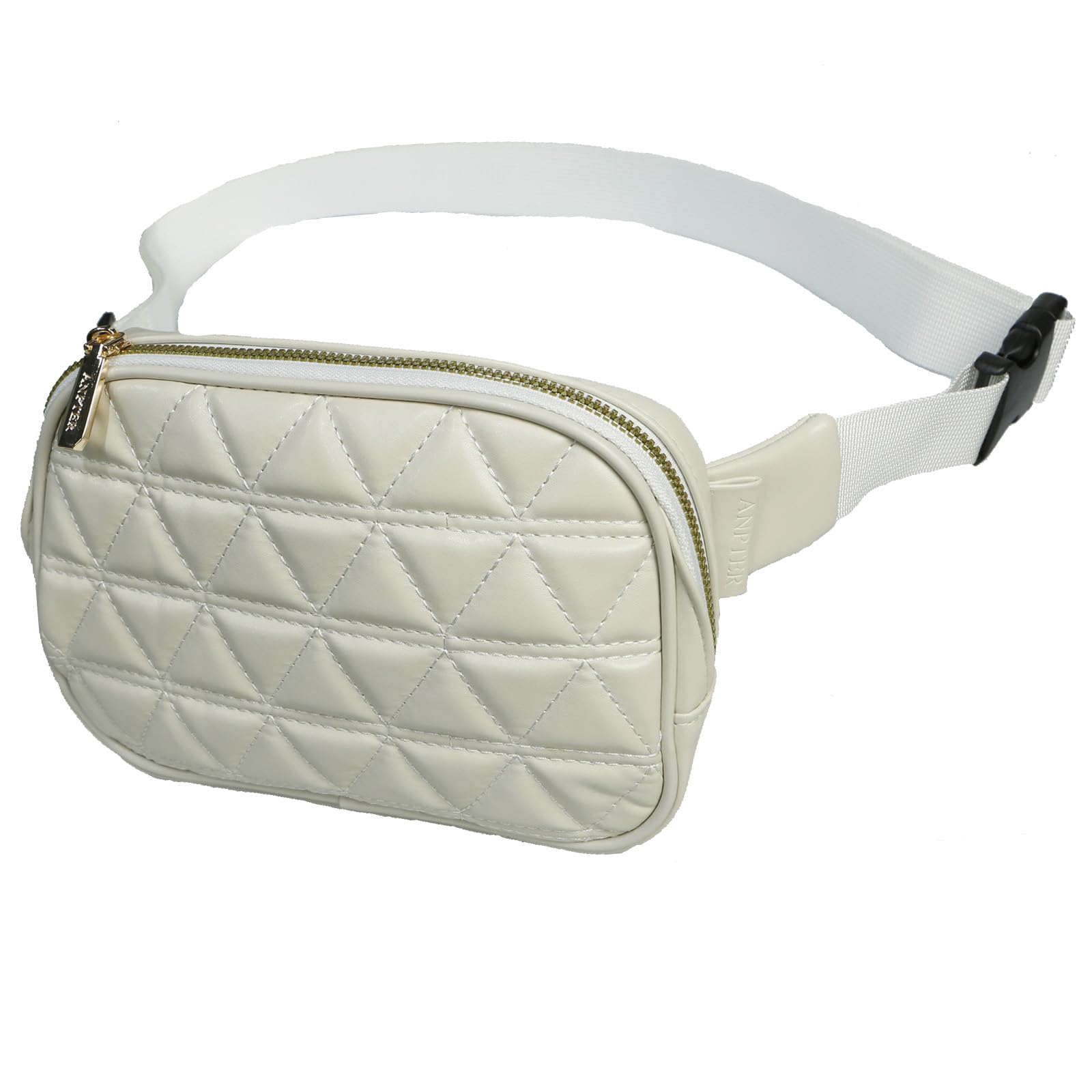 ANPTER Riñoneras de Moda,Riñonera Mujer,Impermeable Viaje Cinturón,PU Fanny Bag Waist Pack Ajustable Bolso Bandolera Bolso de la Cintura, Peso Ligero Estupendopara Viaje Trabajo Fiesta (Beige Riñonera