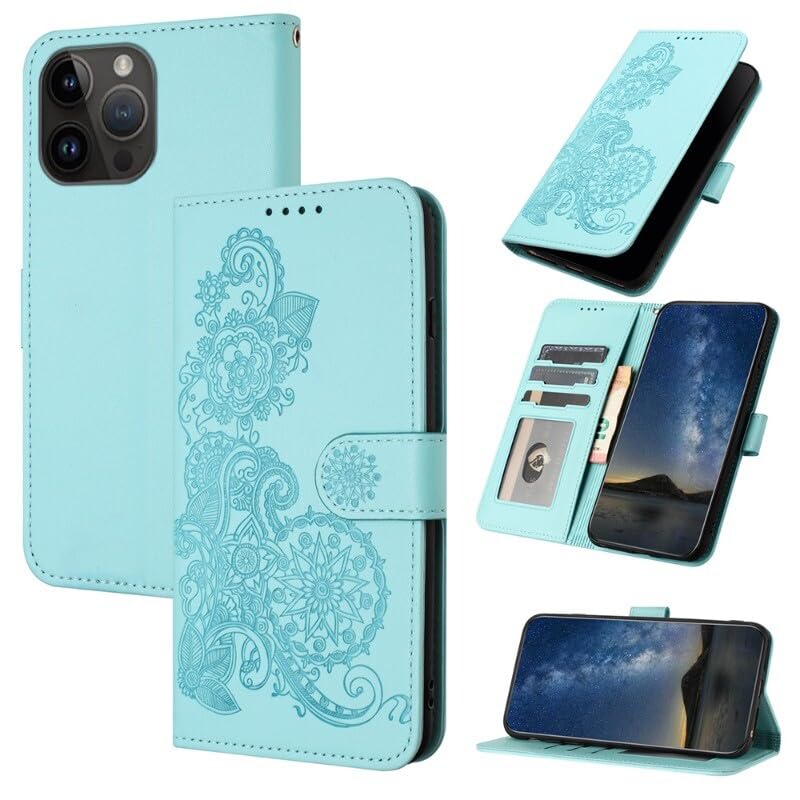 Étui en cuir iPhone 16 Plus bleu ciel housse portefeuille finitions premium