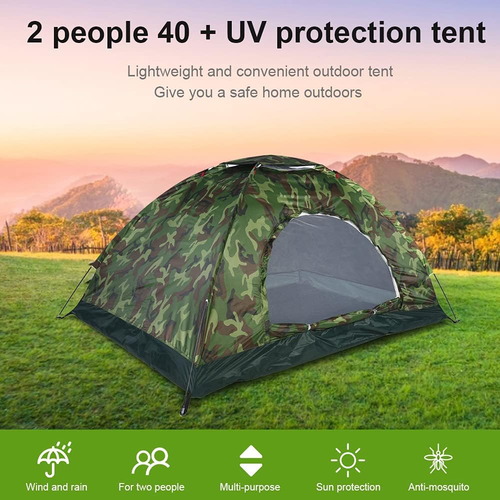 Outdoor Tent, 2 Persons 40 Tent Portable Tent for Camping Hiking and Spare Parts