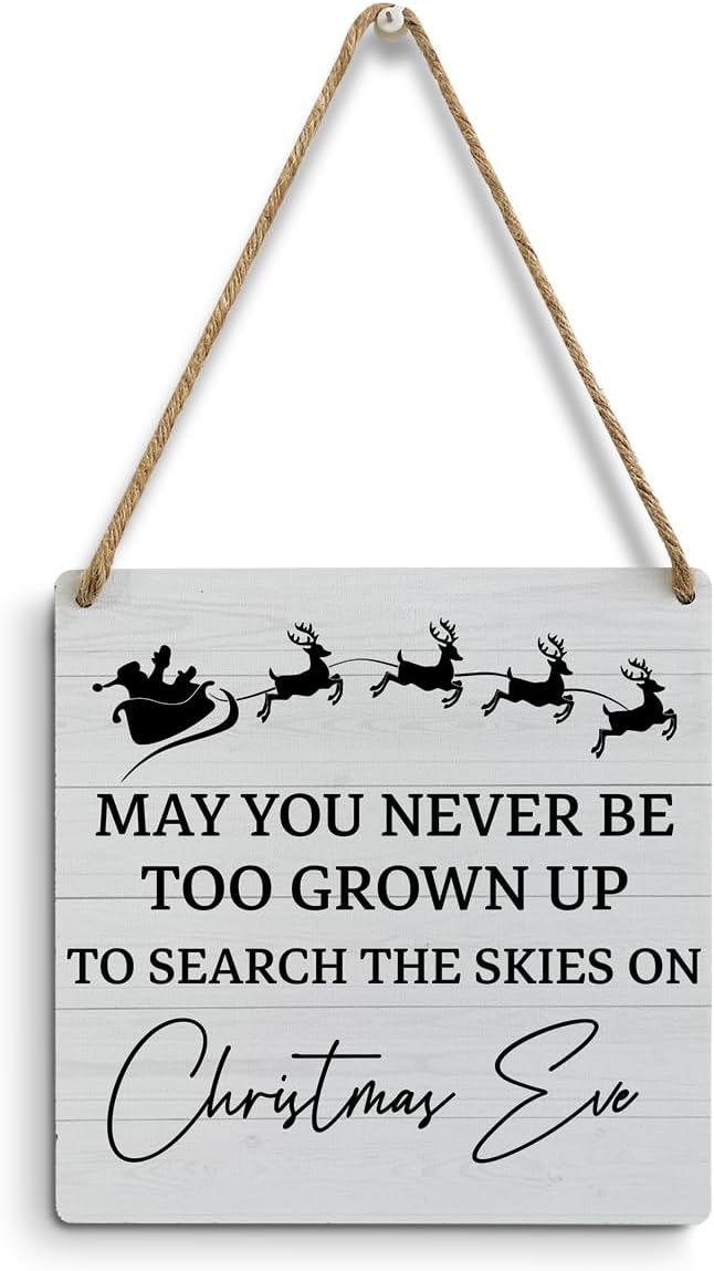 mmiisheChristmas Decor Christmas Signs Wall Art Farmhouse Wall Hanging Decor Wood Sign for Winter Xmas Party Holiday Home Classroom Cafe Bar Pub Garage Office Front Door Porch Decor