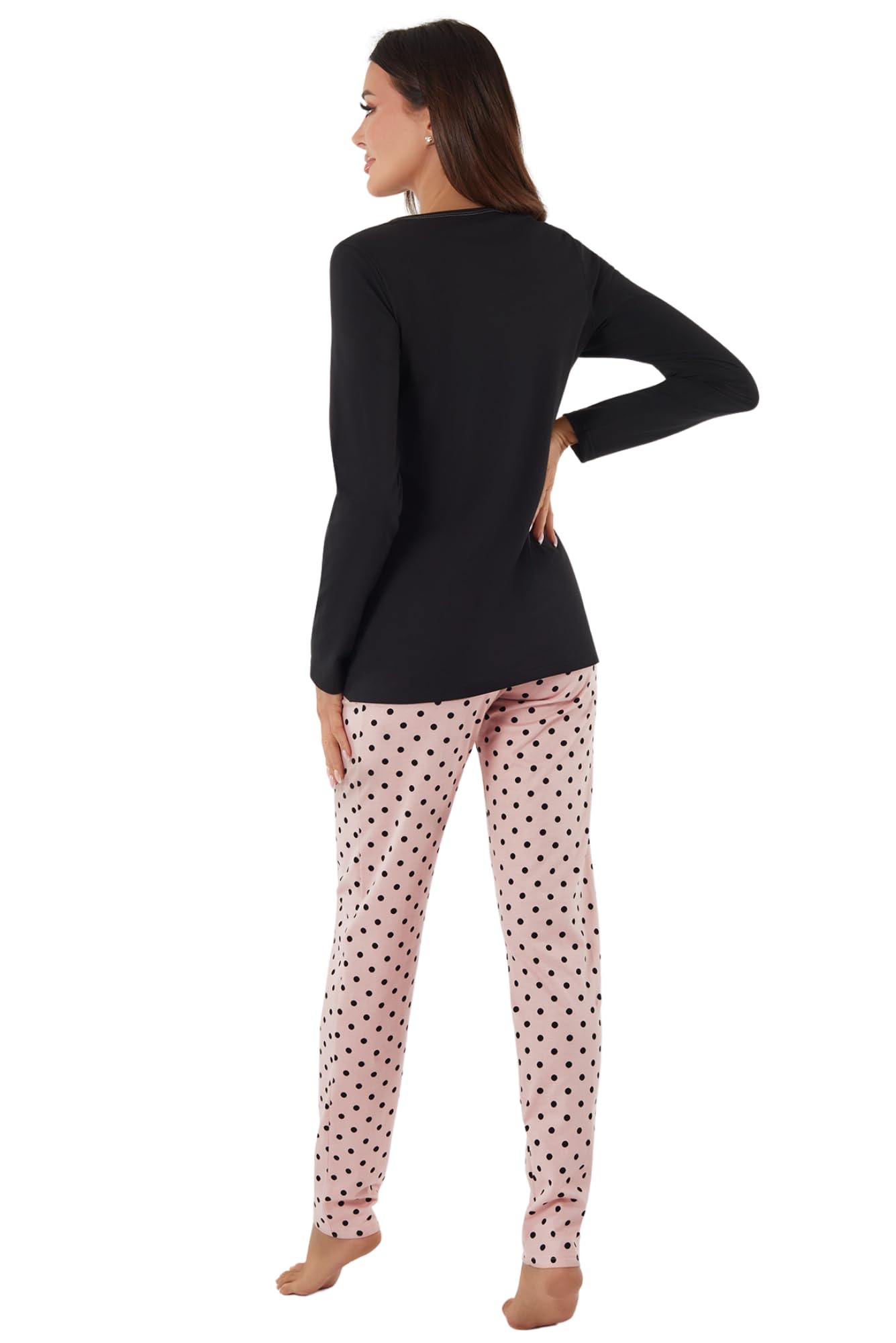 Italian Fashion Pyjama Femme Coton | Ensembles de Pyjama Femme et Pantalon | Pyj' Hiver Chaud | Vêtements de Nuit | 2 Pièces de Pyj' avec Différents Motifs S-XXL