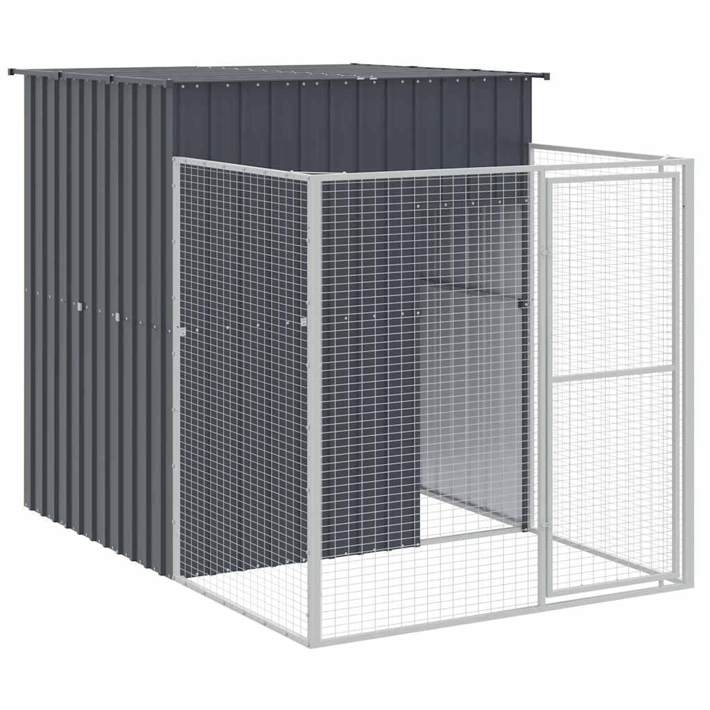 Genérico Caseta Perros con Corral Acero galvanizado Gris 165x251x181 cm,Producto para Mascotas y Animales,Productos para Mascotas,Productos para Perros,Casetas para perros-172365