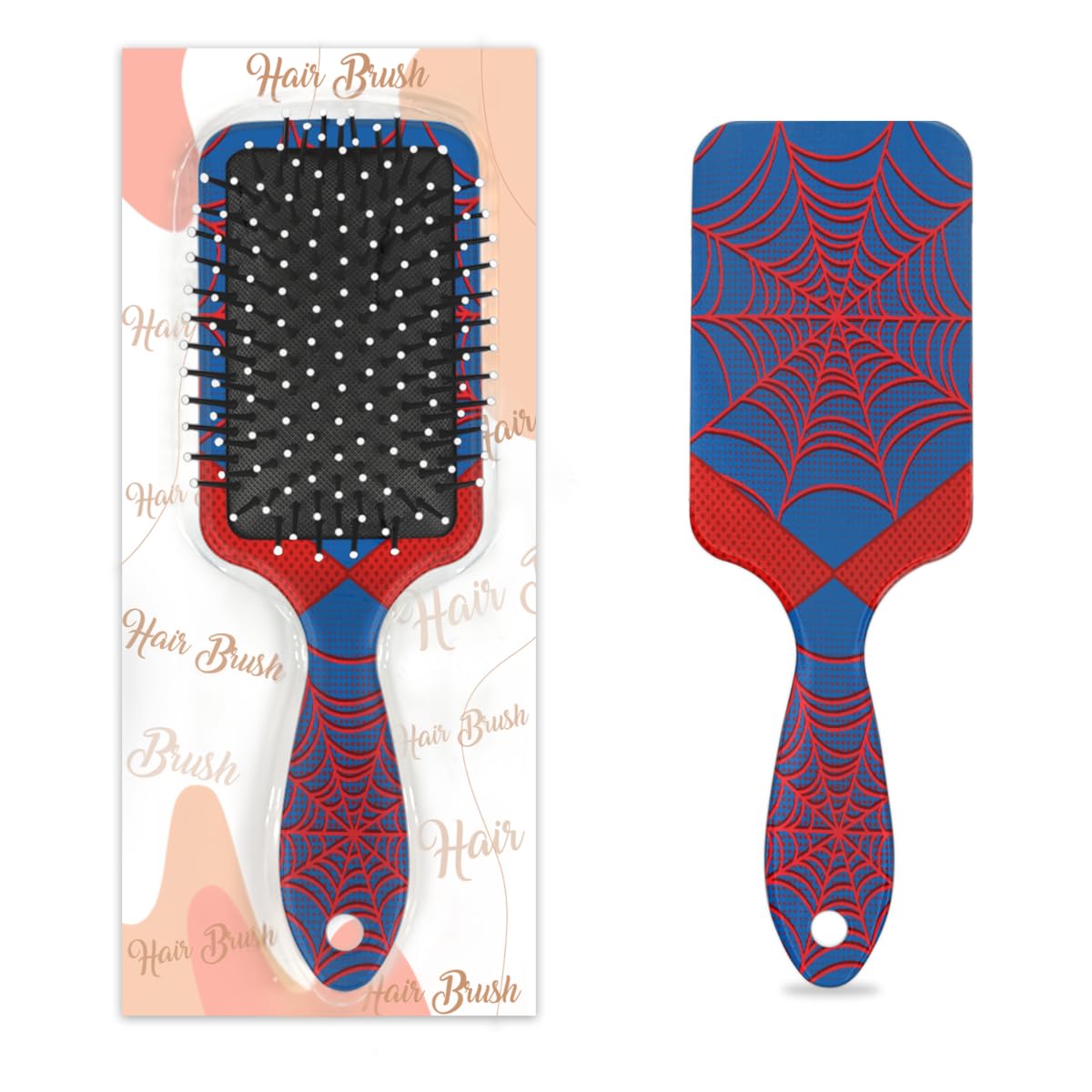 Blue Spider Web Kids Detangler Hairbrush for Boys