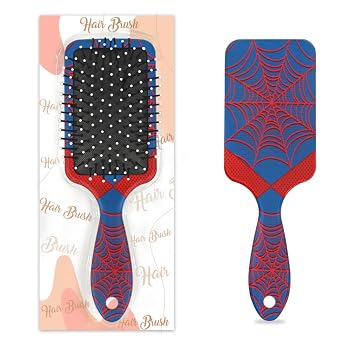Hair Brush for Boys Toddler - Blue Spider Web Kids Detangler Hairbrush for Wet Dry Thin Long Curly Hair Pain-Free Air Cushion Comb Glide Through Tangles with Ease and Massage Scalp