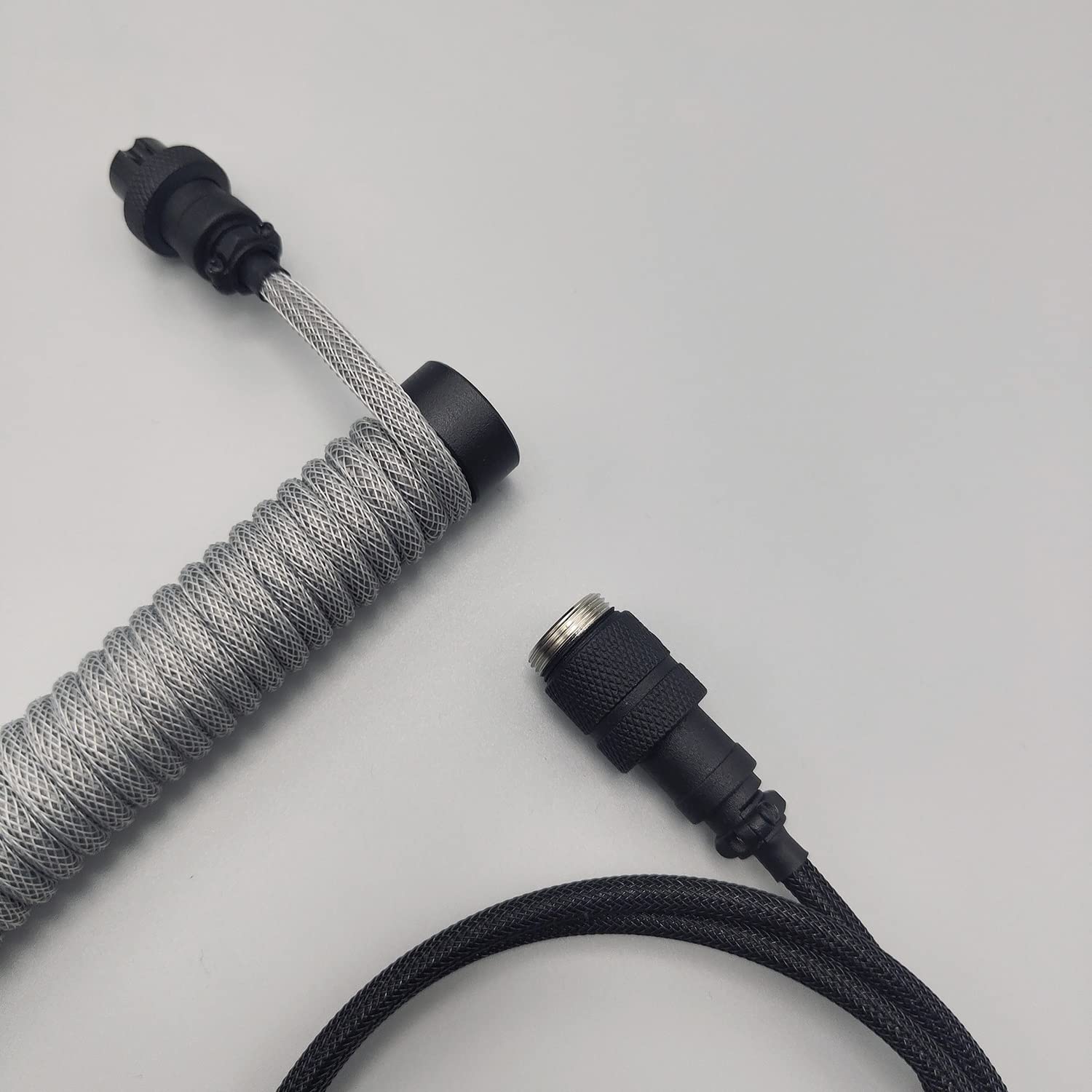 Zwijany Kabel USB C, Stały Nawijacz Pręta, Odłączane Złącze Aviator, Kabel Z Podwójnym Rękawem Do Klawiatur Mechanicznych (Color : Gray and black)