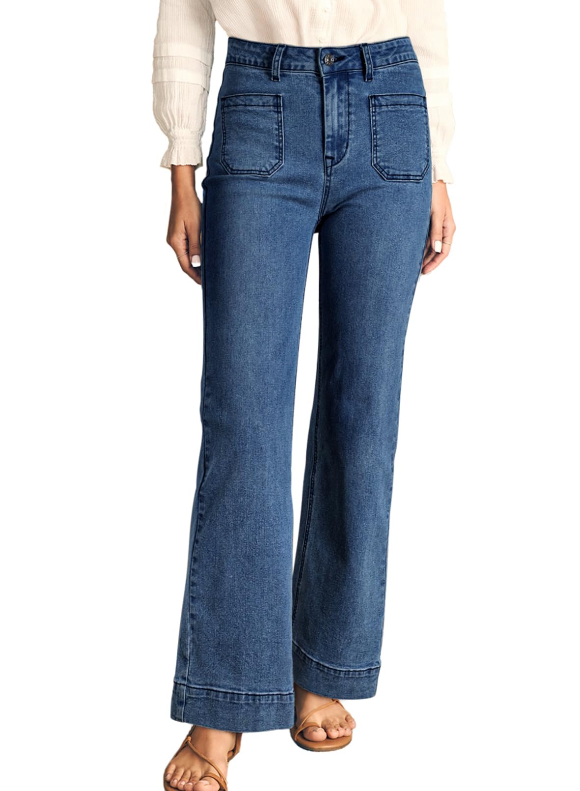 Astylish Wide Leg High Waisted Stretch Denim