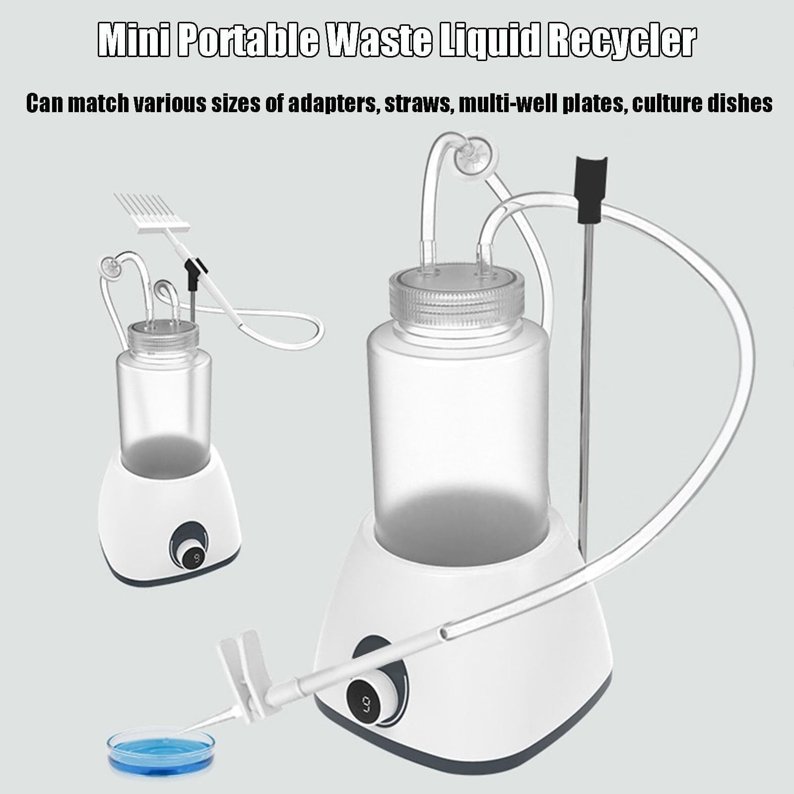 Pipeta De VacíO, Recolector De LíQuido con Bomba De 1 Litro, 9 Velocidades (1,6-6 L/Min), con 8 Canales + Puntas De 200 ul, Herramientas De RecoleccióN De Microplacas Y Pipetas De Disco
