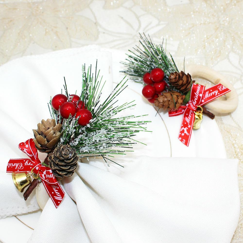 Réutilisable Lot de 100 Ronds De Serviette en Bois en Forme De Cloche Et De Pomme De Pin Couleur Bois Naturel pour Hôtels Mariages Festivals Et Célébrations