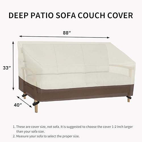 Miniatura 29 de Easy-Going Funda impermeable para sofá de exterior, funda resistente para sofá de patio de 3 plazas, resistente al viento, funda para muebles