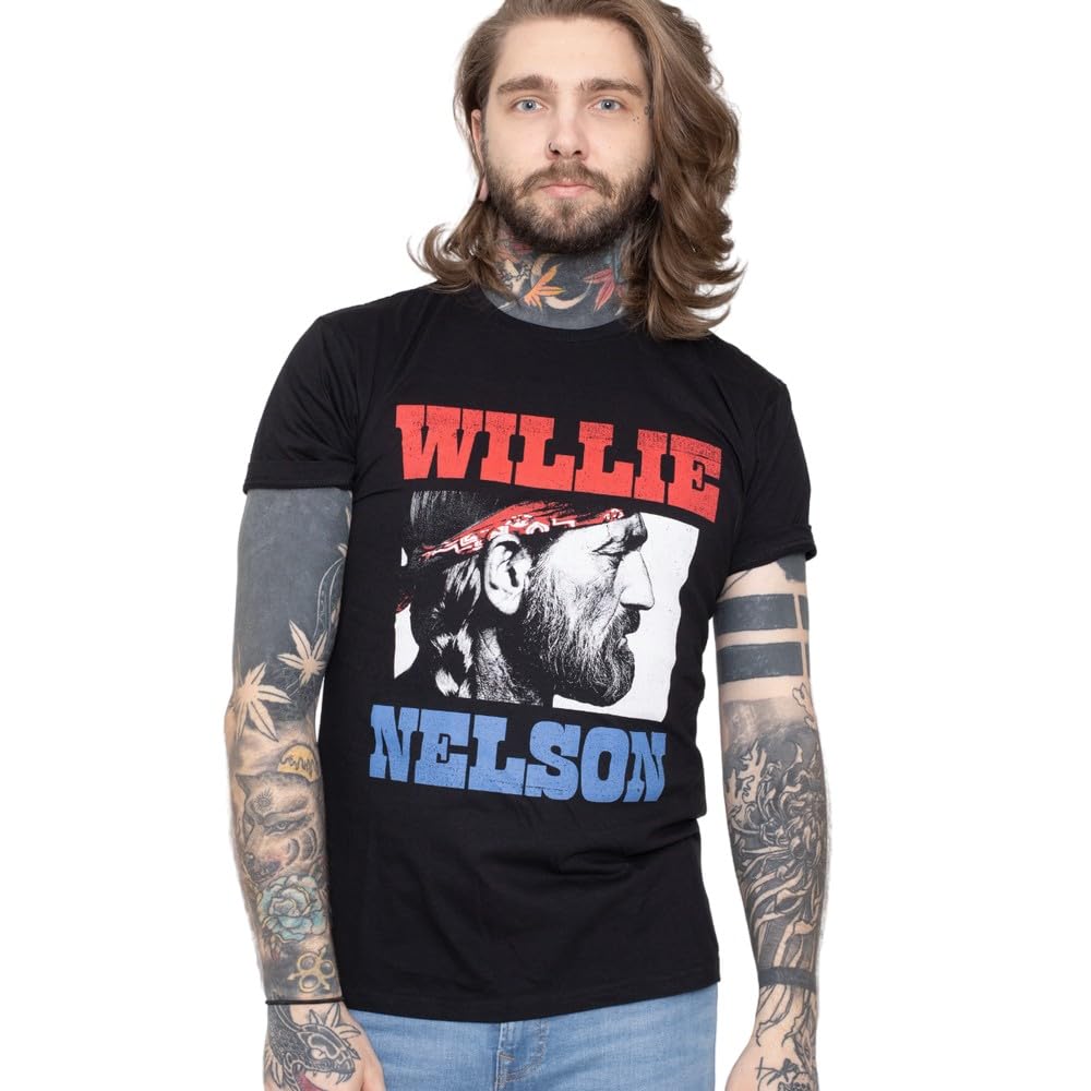 Willie Nelson T Shirt Stare Logo Official Mens Black XL