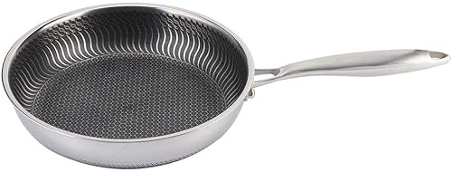 Miniatura 4 de Olla antiadherente para cocinar huevos, sartén de acero inoxidable de 11.0 in, sartén de fondo plano de doble cara, pantalla completa, cobertura