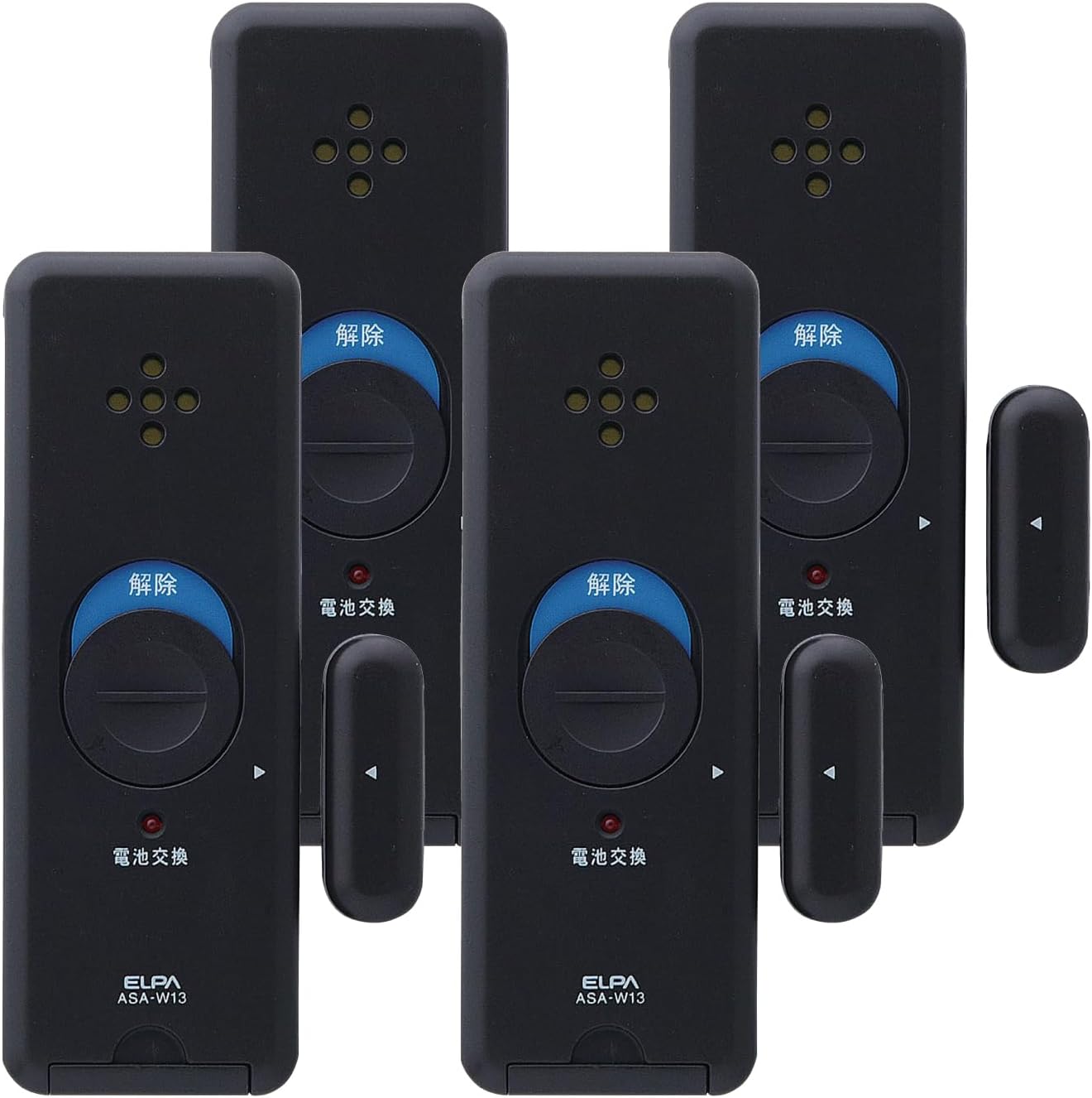 Elpa ASA-W13-N4P(DB) Window Alarm, Security, Prevents Infiltration from Windows, Easy to Attach to Window, Impact + Open Detection Type (Double Detection Type), 4P, Dark Brown