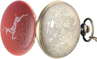 Decoração De Natal Relógio De Quartzo Vermelho Retrô Relógio De Bolso De Natal Relógio De Bolso Vintage Relógios De Quartzo Vintage Relógio De Bolso Elegante Relógio De Bolso