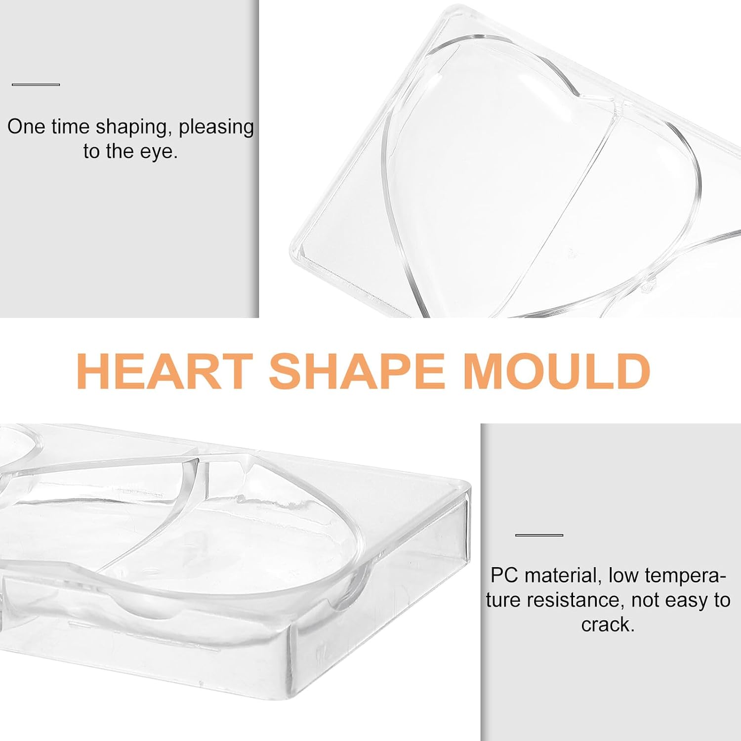 Heart Shape Chocolate Mold Plastic Polycarbonate Chocolate Mould Valentine’s Day Single Cavity Creative Candy Making Tool Baking
