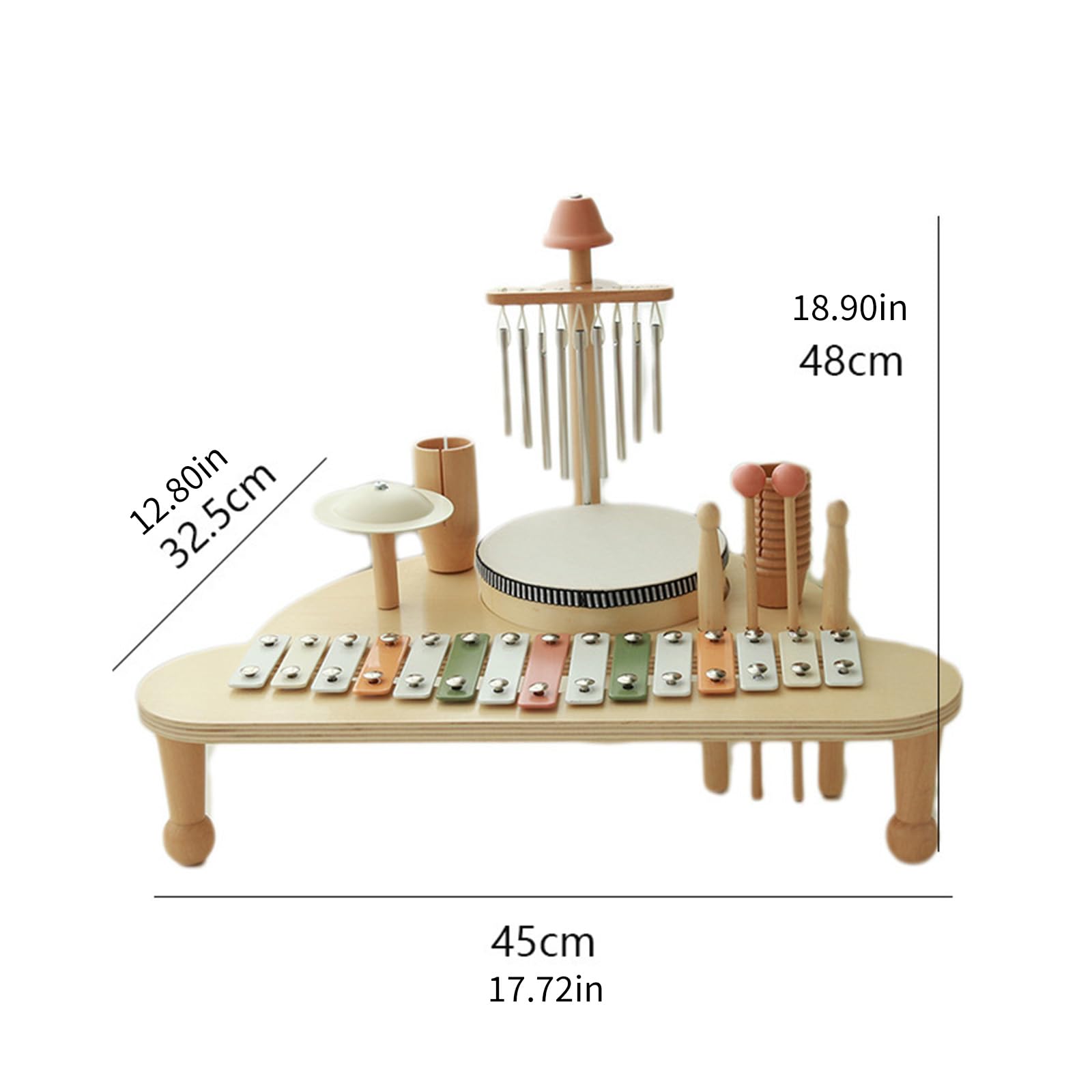 Hölzernes Kindertrommel und Xylophon Musikspielzeugset für kreatives Spielen, Geburtstagsgeschenk, pädagogisches Baby Musical für Babys