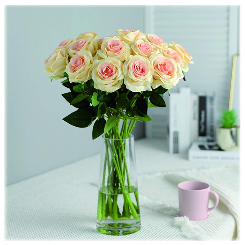 XDLEDMKIZ Artificial Flowers Artificial Flowers Rose Silk Roses Used For Bridal Wedding Bouquet Home Party Arrangements Silk Flower Fake Flowers,Red