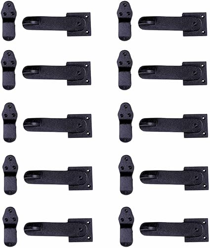 Miniatura 10 de Renovators Supply Manufacturing Pestillo abatible de hierro negro de 12 pulgadas, grande, antiguo, de dos caras, resistente a la corrosión, con