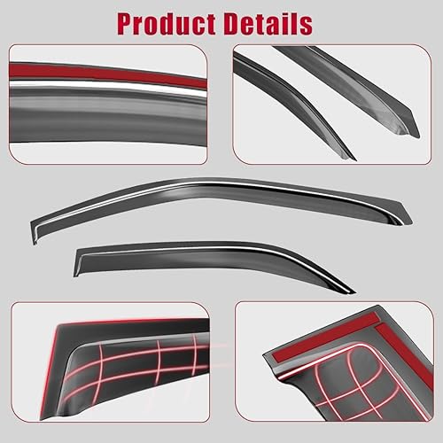 Miniatura 6 de Viseras de ventana para Nissan Kicks S SV SR 2018-2023, 4 piezas delanteras y traseras de protección contra humo, sollluvia, deflectores de ventana,