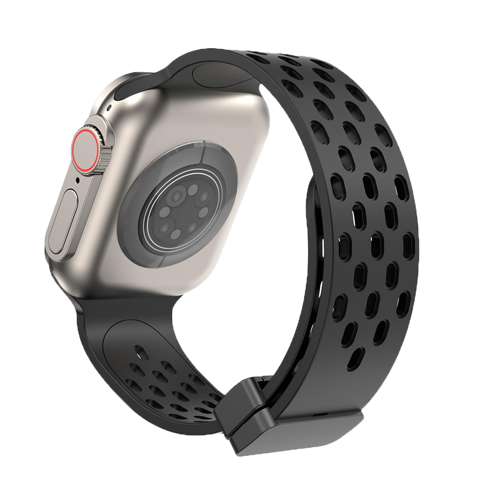 KASO workshops Magnetic Sport Folding Band for Apple Watch 49mm 45mm 44mm 42mm 41mm 40mm 38mm, Waterproof Breathable Silicone Compatible with iWatch Ultra SE Series 8/7/6/5/4/3/2/1, for Women & Men