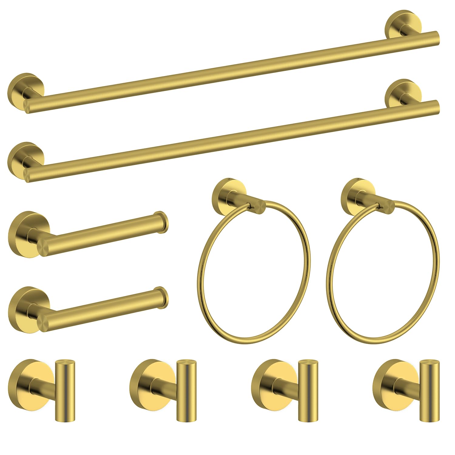 Brushed Gold Bathroom Hardware Set 10 Pieces Stainless Steel