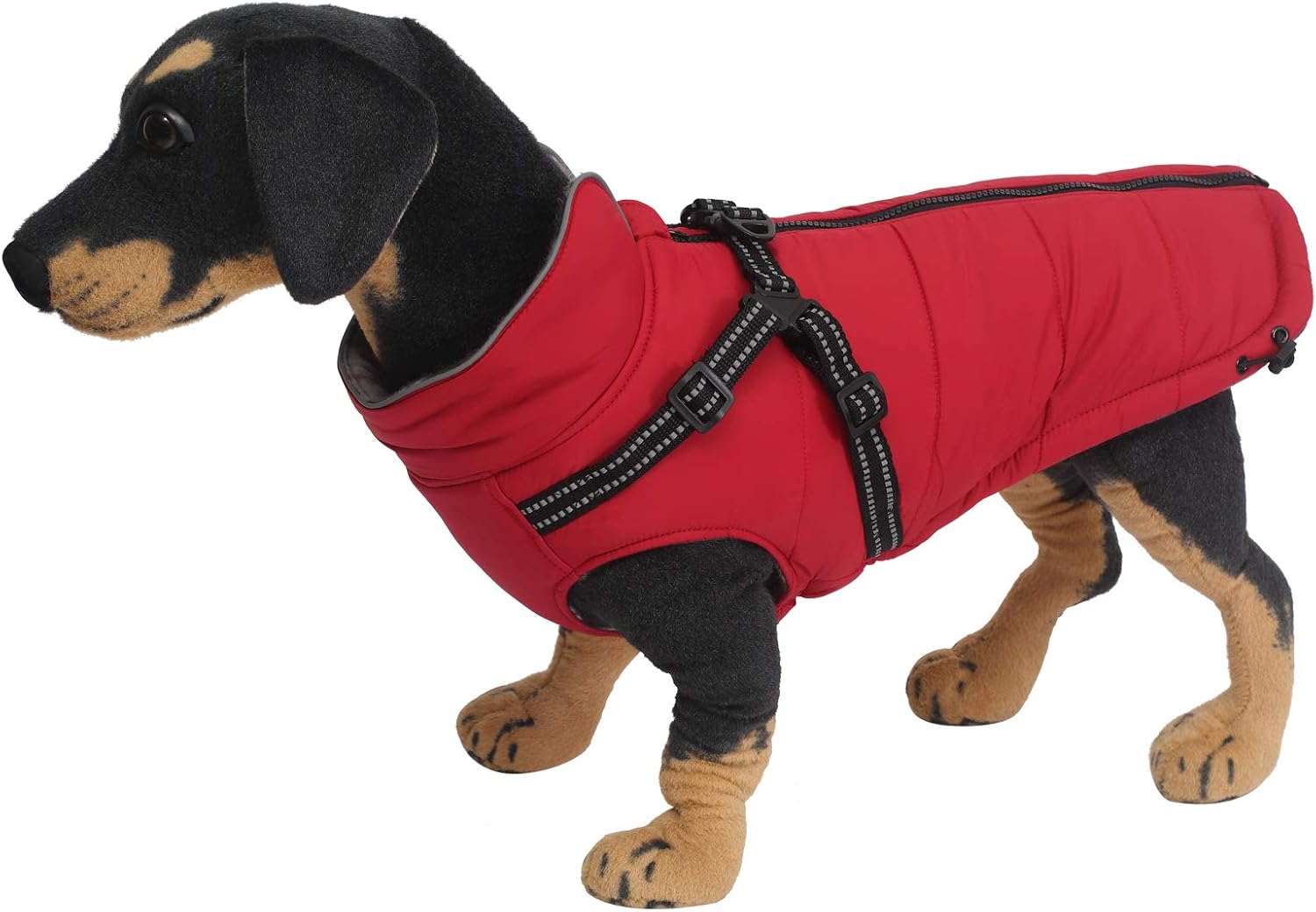 Warm Pet Dog Coats and Jackets for Dogs,Waterproof Reflective Pet Dog Harness Vest Winter Dogs Clothes with Chest Strap for Outdoor Walking-Red-XL - Image 3